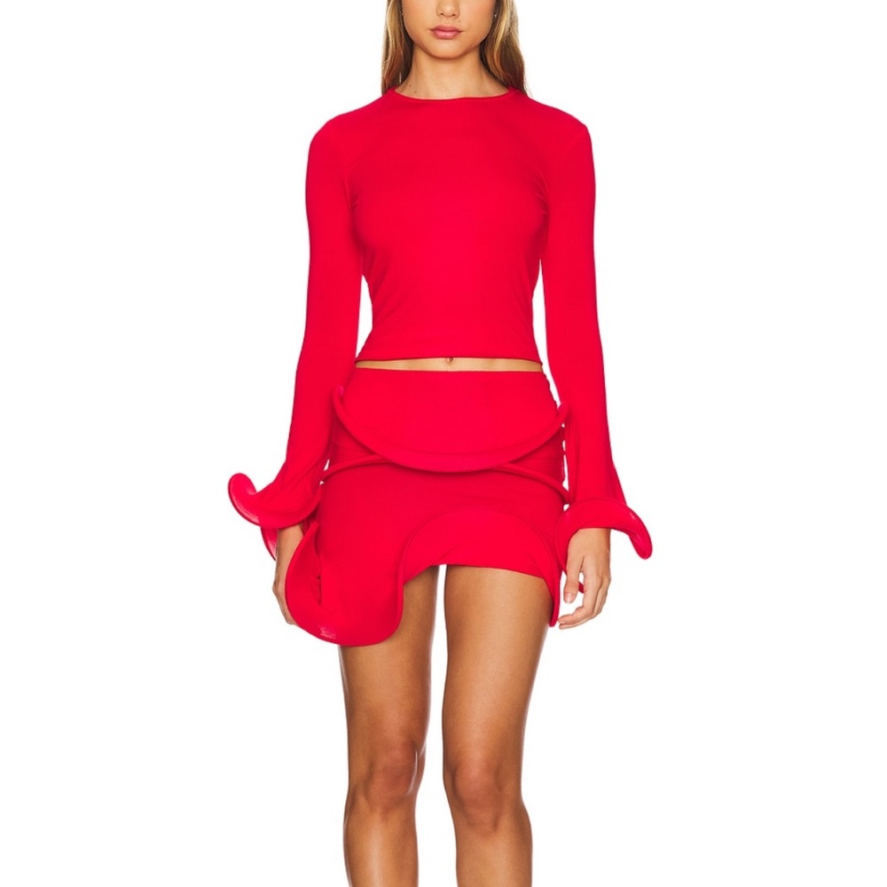 Sid Neigum Wave Sleeve Top + Wave Hem Bamboo Skirt Set NWT